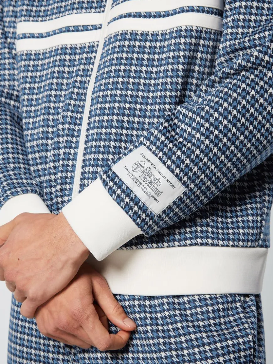 Dallas Houndstooth Track Jacket- Maritime Blue