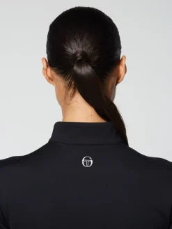 Damarindo Half-Zip Track Dress- Black