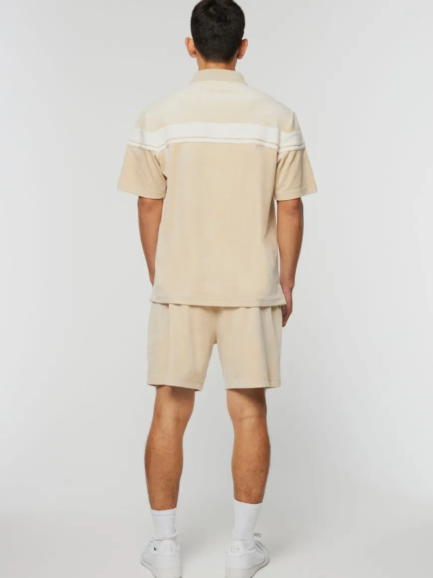 Damarindo Velour Polo-Cement/ Gardenia