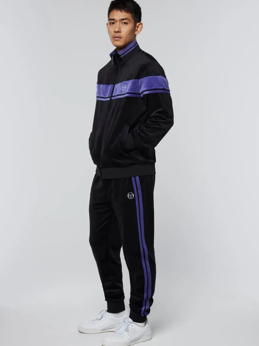 Damarindo Velour Track Jacket- Black/ Liberty