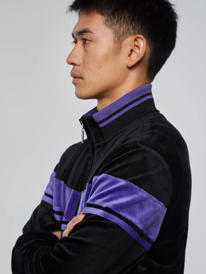 Damarindo Velour Track Jacket- Black/ Liberty