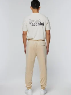 Damarindo Velour Track Pant-Cement/ Gardenia