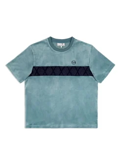 Debossed Damarindo Velour T-Shirt- Larkspur