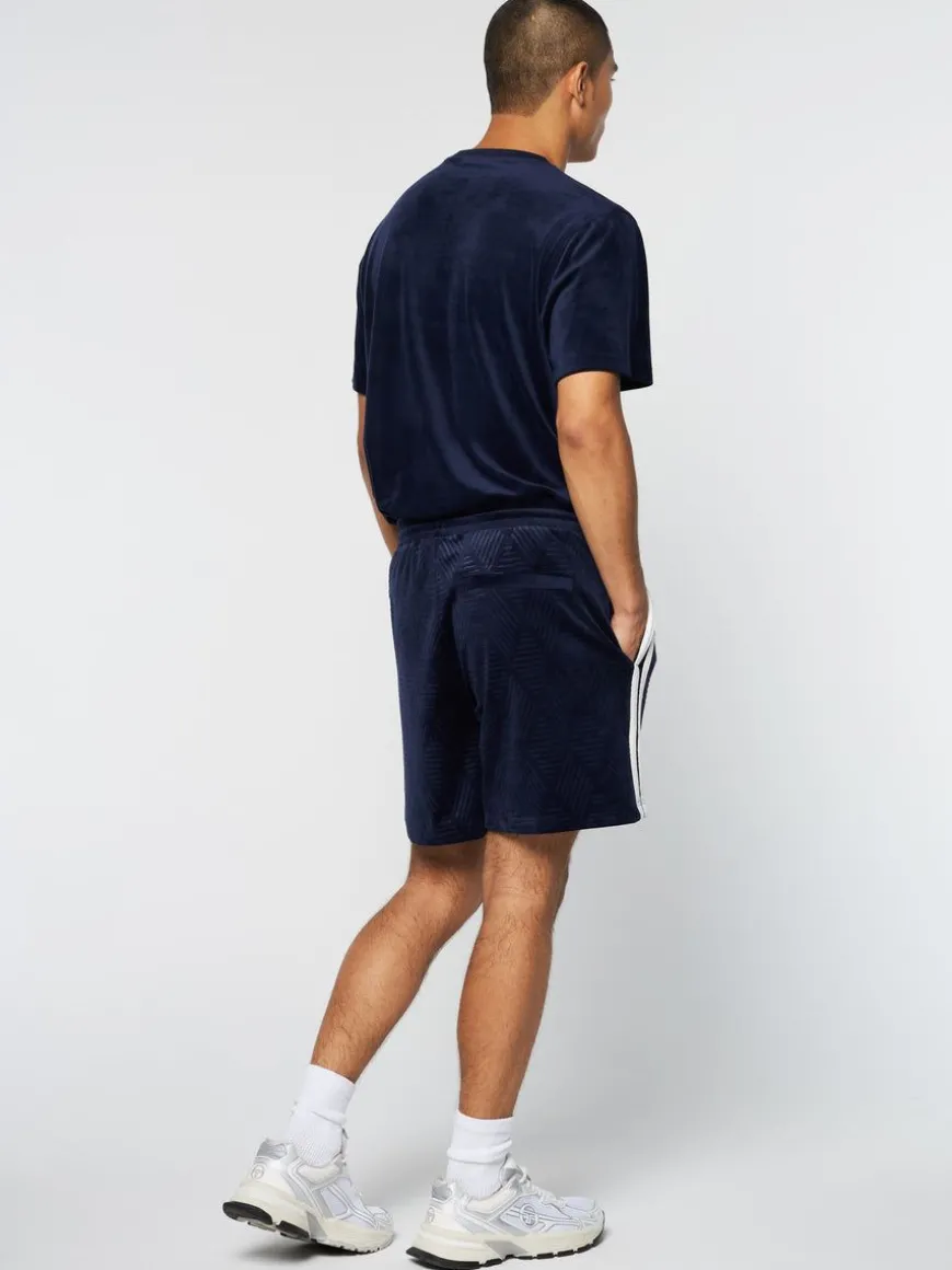 Debossed Damarindo Velour Short- Maritime Blue