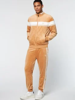 Debossed Damarindo Velour Track Jacket- Meerkat
