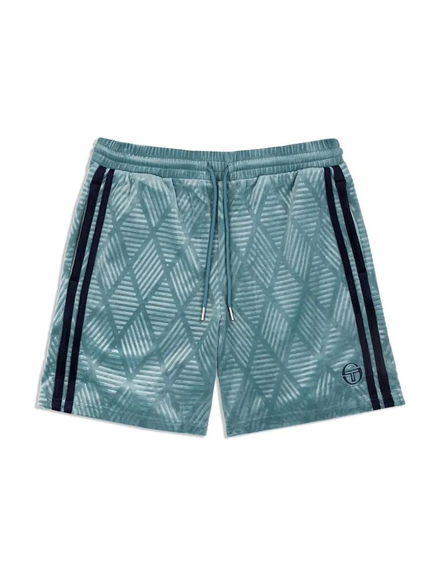 Debossed Damarindo Velour Short- Larkspur