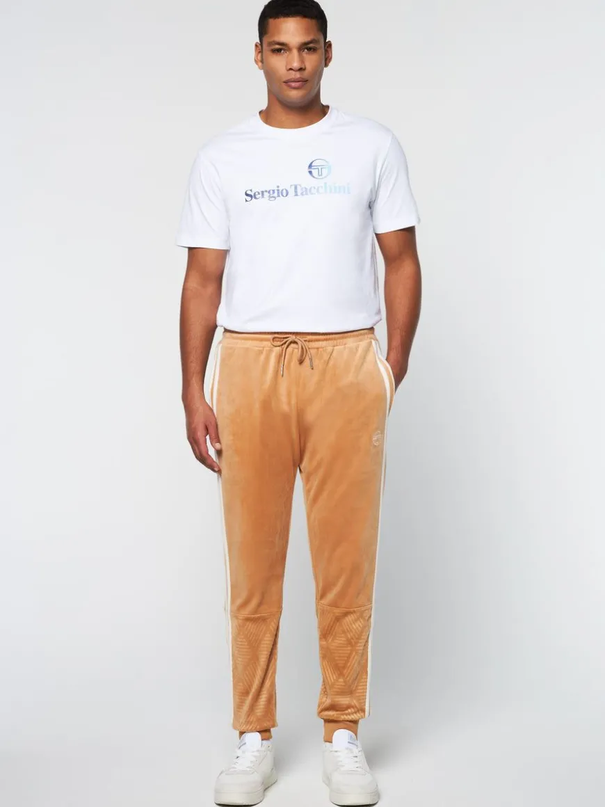 Debossed Damarindo Velour Track Pant- Meerkat