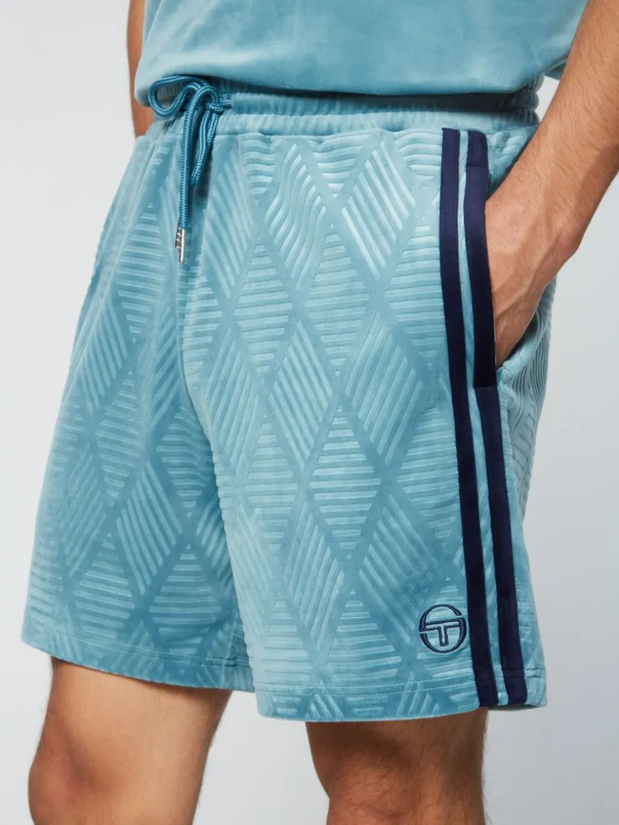 Debossed Damarindo Velour Short- Larkspur