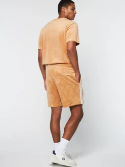Debossed Damarindo Velour Short- Meerkat