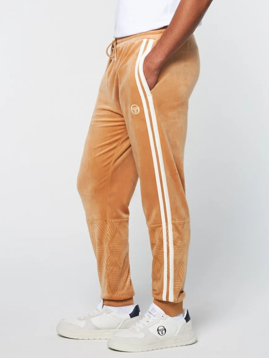 Debossed Damarindo Velour Track Pant- Meerkat