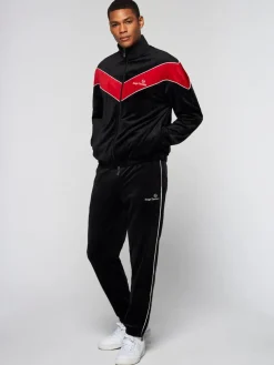 Gallone Velour Track Jacket- Black Beauty