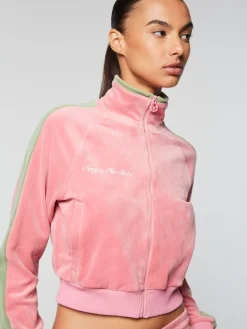 Miss Carlotta Velour Track Jacket- Wild Rose