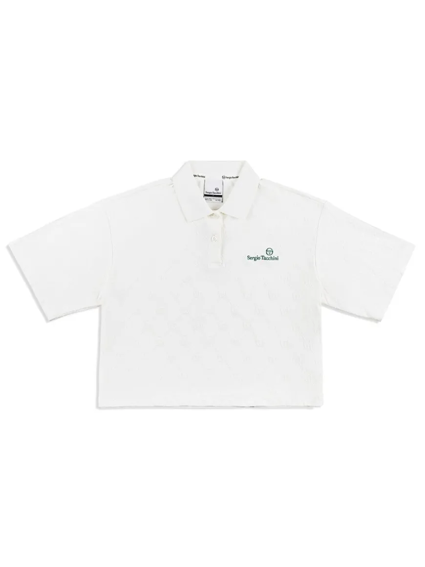 Monogram Jacquard Cropped Polo- Gardenia