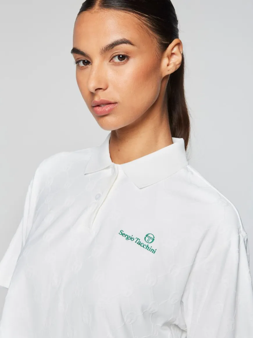 Monogram Jacquard Cropped Polo- Gardenia