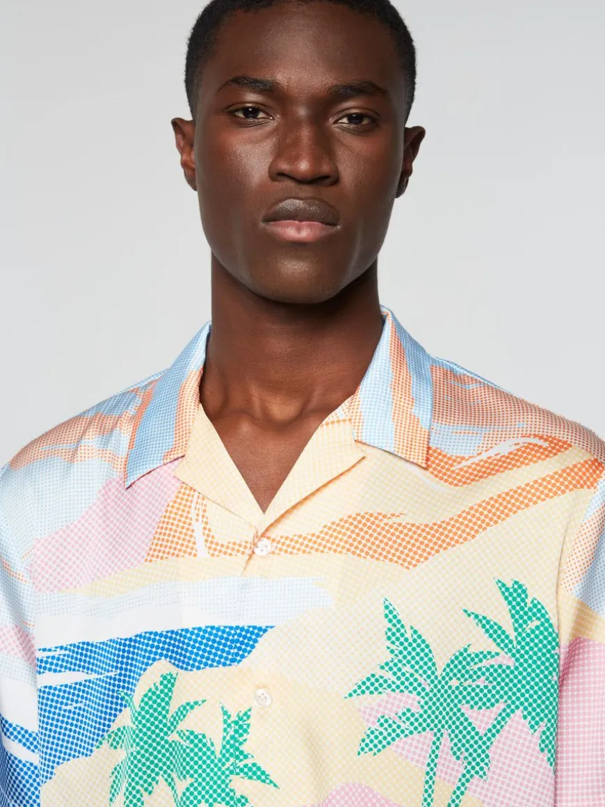 Riviera Camp Shirt- Deep Mint/ Multi