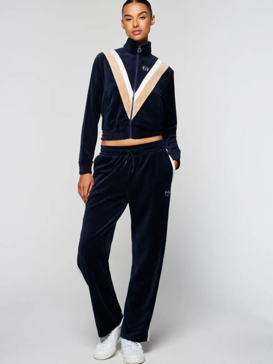 Rosa Velour Track Pant- Maritime Blue