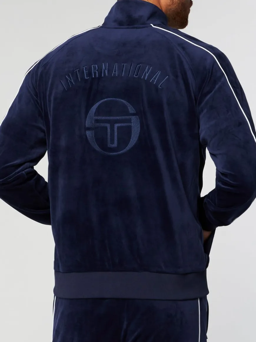 Sovana Velour Track Jacket- Maritime Blue