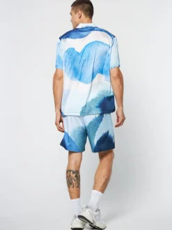 Spiaggia Cabana Shirt- Maritime Blue/ Multi