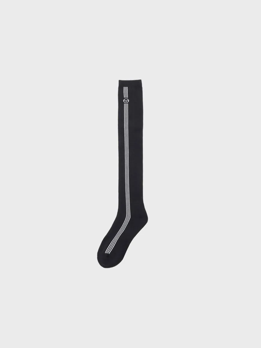 Striped Knee High Socks- Black