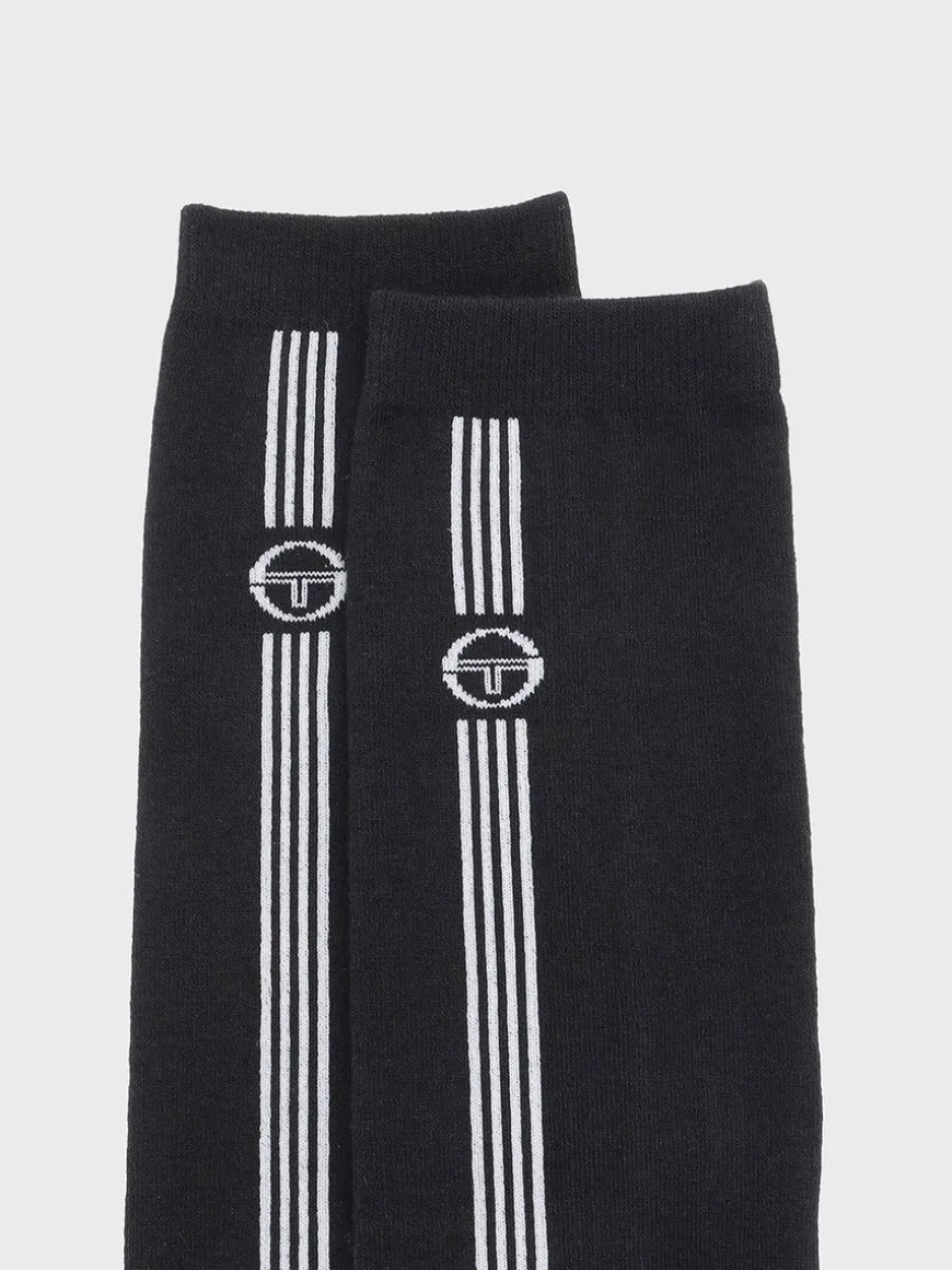 Striped Knee High Socks- Black
