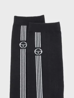 Striped Knee High Socks- Black