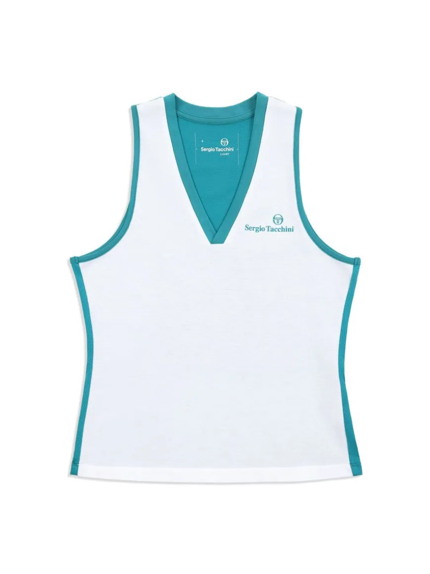 Women'S Vigentino Tennis V-Neck Tank Top- White